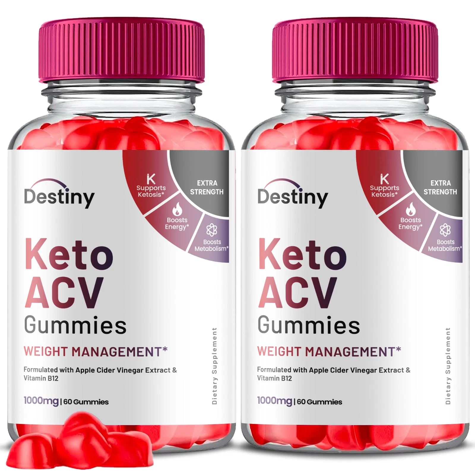 (2 Pack) Destiny Keto ACV Gummies for Weight Loss and Fat Burning (120 Gummies)