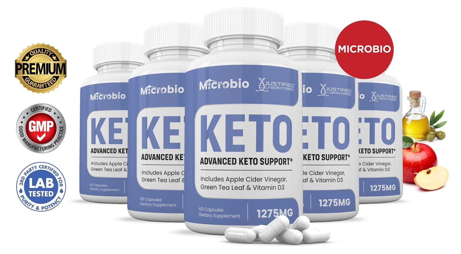Microbio Keto ACV Pills 1275 MG Stronger Than Gummies Keto Support 5 Bottle