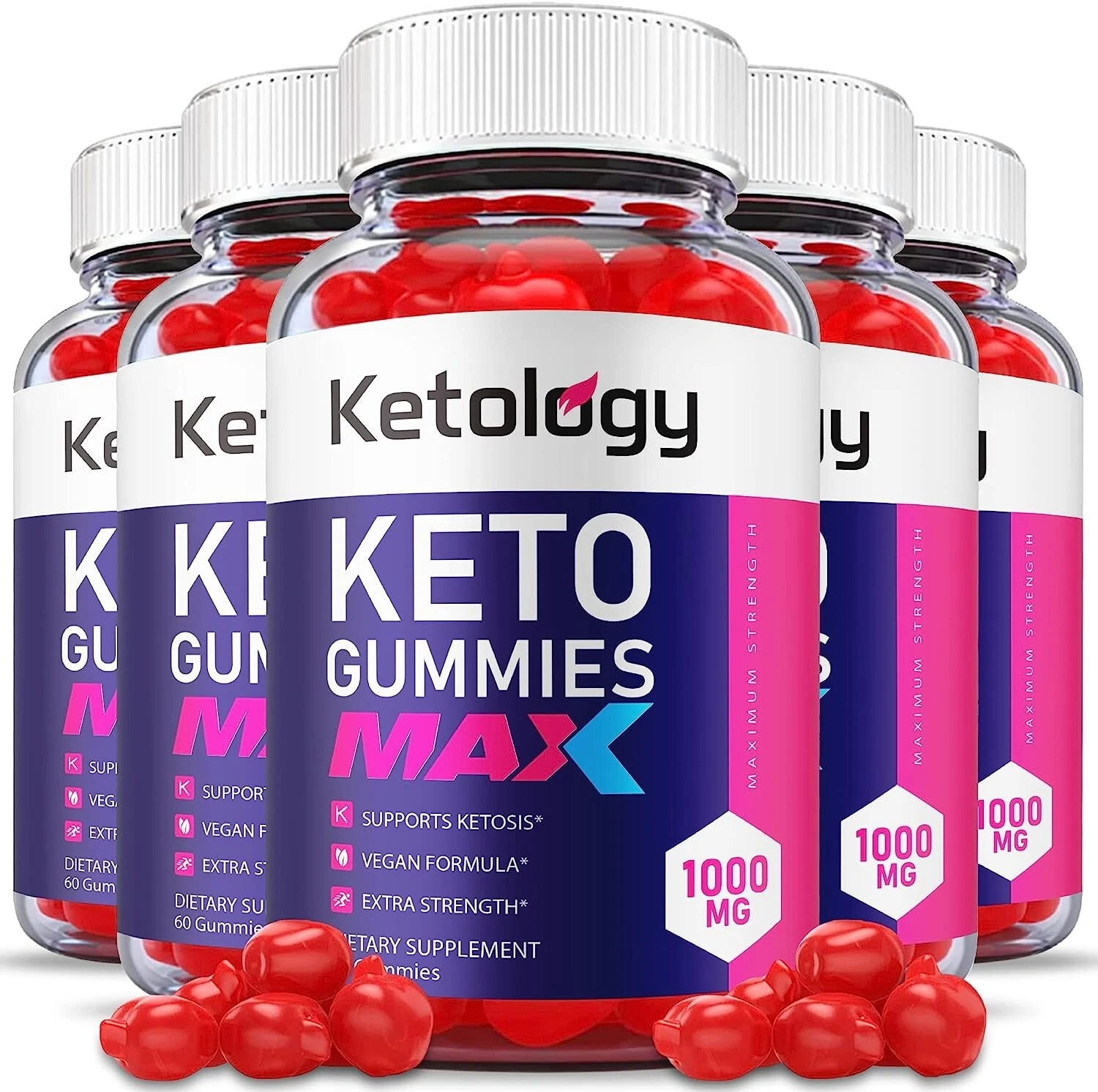 5-Pack Ketology Keto Gummies - Advanced Weight Loss, Vegan, Non GMO(300 Gummies)