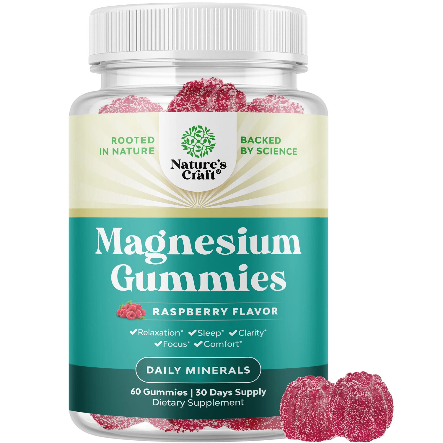 Potent Magnesium Citrate Gummies for Adults - Muscle Health - Tasty Non GMO 60ct