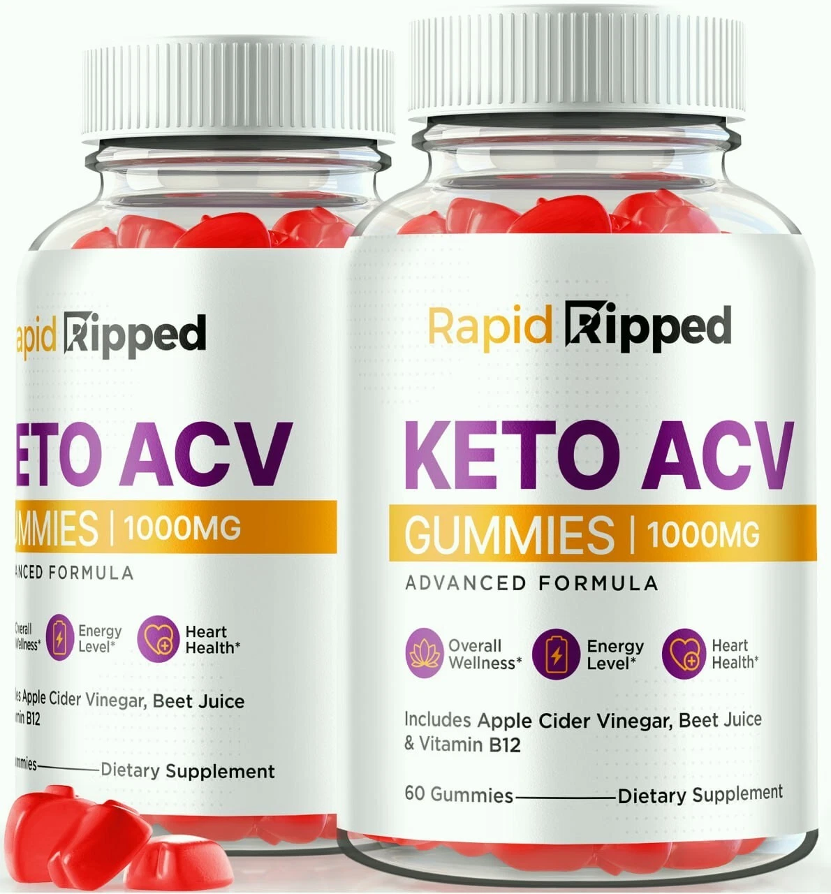 (2 Pack) Rapid Ripped Keto ACV Gummies, RapidRipped Weight Loss, Detox Gummy