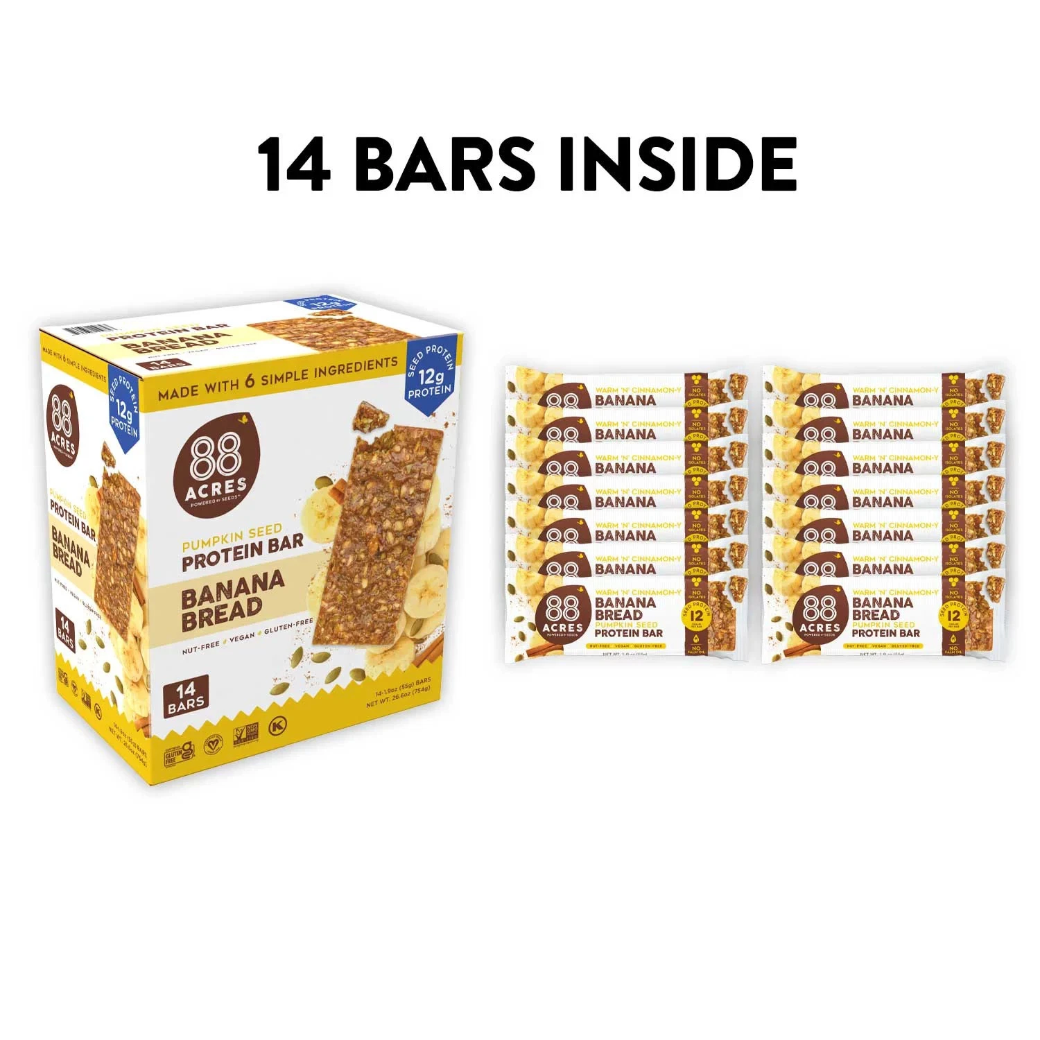 88 Acres Banana Bread Pumpkin Seed Protein Bar, 14 ct.