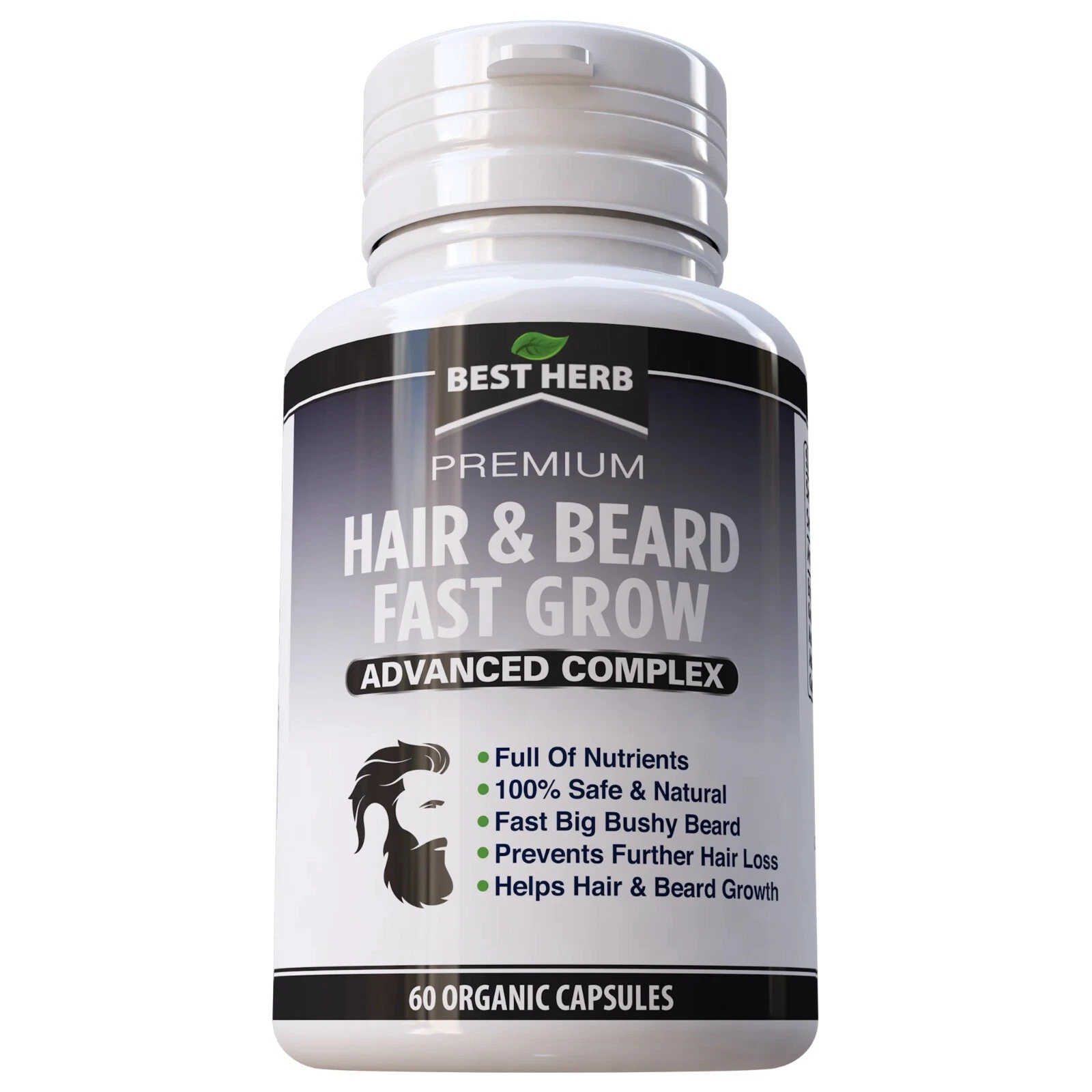 Hair & Beard Fast Grow Supplement Pills 60 Capsules Exp 07/27