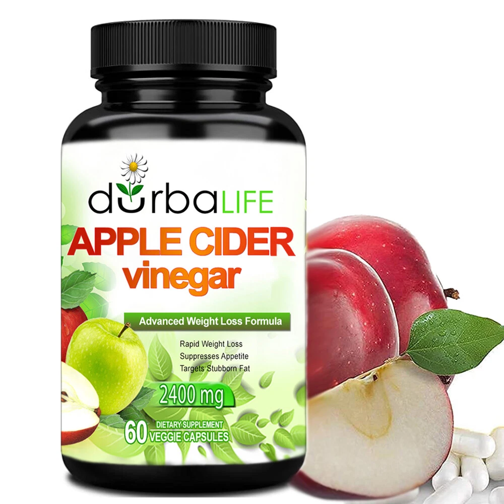 durbaLIFE APPLE CIDER VINEGAR 2400 mg (60 Pills) for Weight Loss & Energy Boost