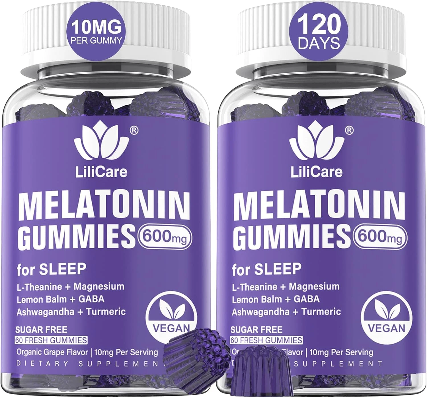 Melatonin 20mg Gummies Adults 2-Pack w/ Ashwagandha GABA, Magnesium, Grape 120ct