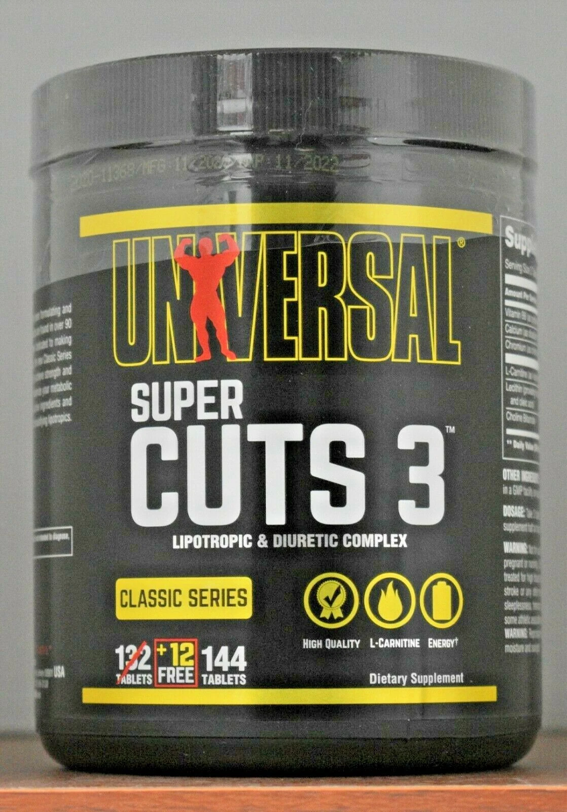 Universal Nutrition Super Cuts 3 Lipotropic Diuretic Complex 144 Tablets 130