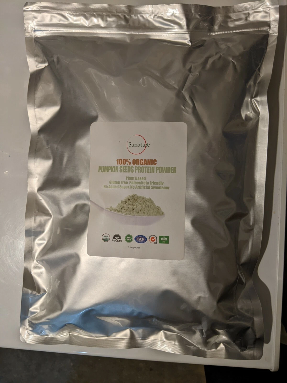 Sunature 5 lbs Organic Freeze Dried Pumpkin Seed Protein Powder