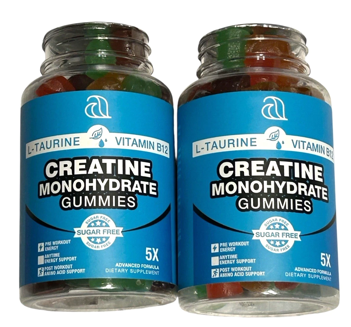 Gomitas monohidrato de creatina con B12 y L-taurina, 2 x 80 gomosas (SIN TAPA) Ex: 12/26