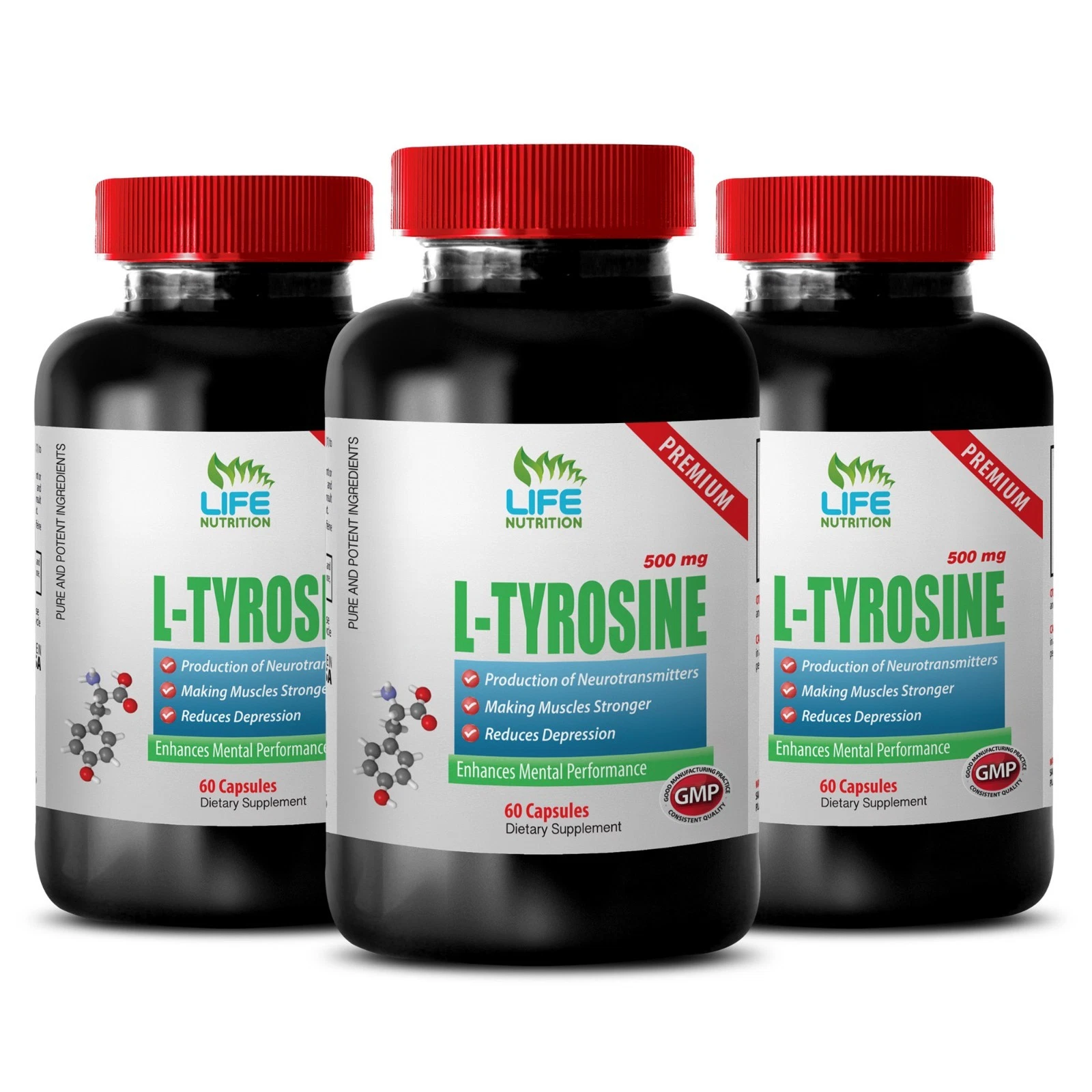 Vitamin B6 500 - L-Tyrosine 515mg - Bodybuilding Supplements 3B