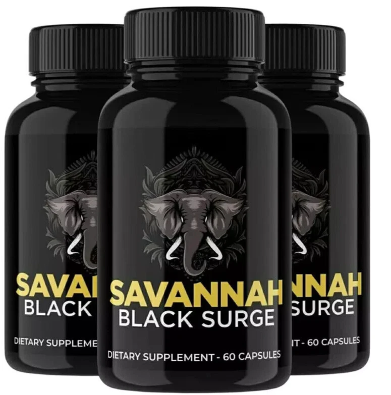 Savannah Black Surge Pills Male Health Support Surge Formula 180 Capsules 3-Pack