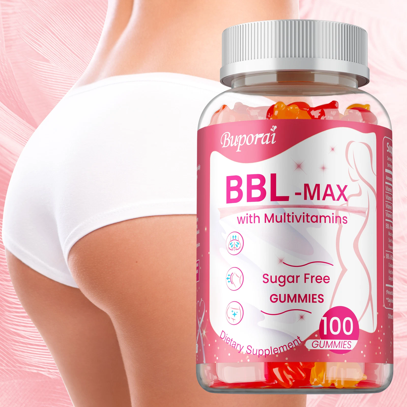BBL -MAX Gummies - with Multivitamins, Buttocks,Lift, Firm, and Sculpt Buttocks