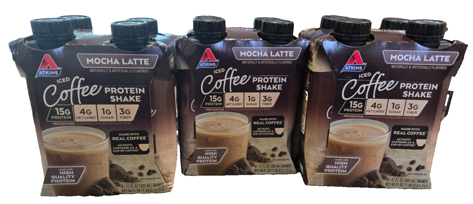 Atkins Gluten Free Protein-Rich Shake, Mocha Latte, Keto Friendly, 3/4ct Packs