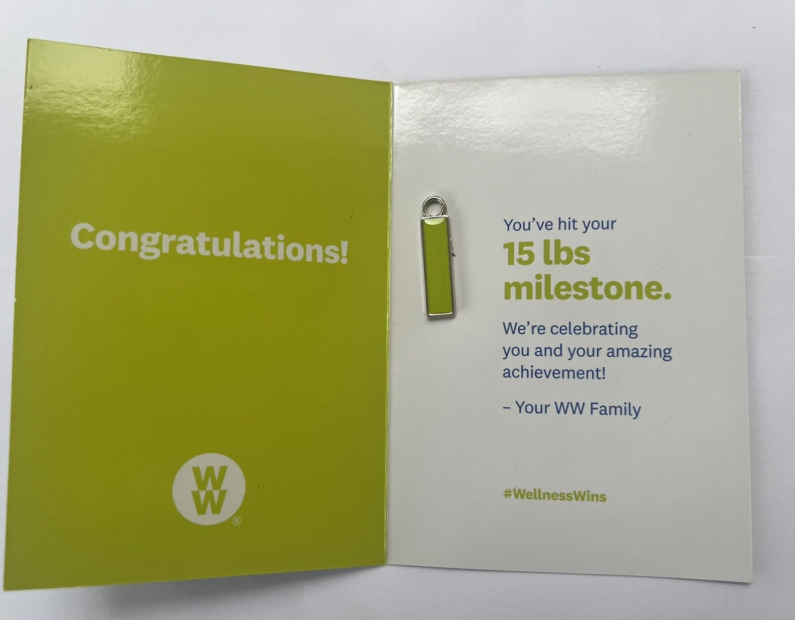 Weight Watchers 15 Lb milestone Keychain charm