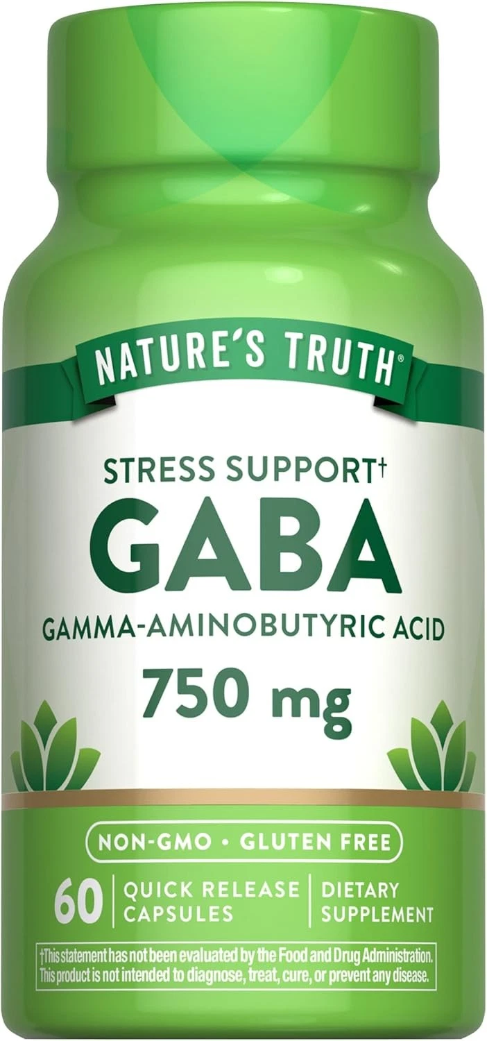 GABA Supplement 750mg | 60 Count | Gamma-Aminobutyric Acid | by Nature's Truth