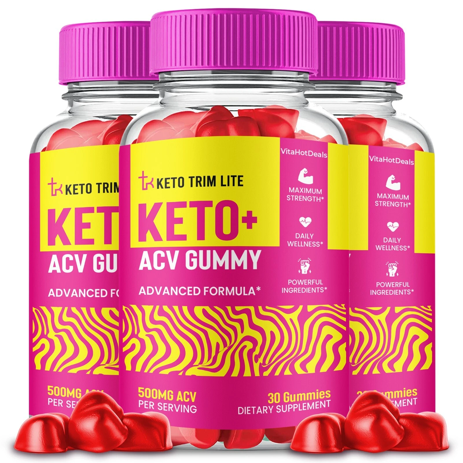 Keto Trim Lite Keto ACV Gummies, Max Strength Formula For Men And Women (3 Pack)