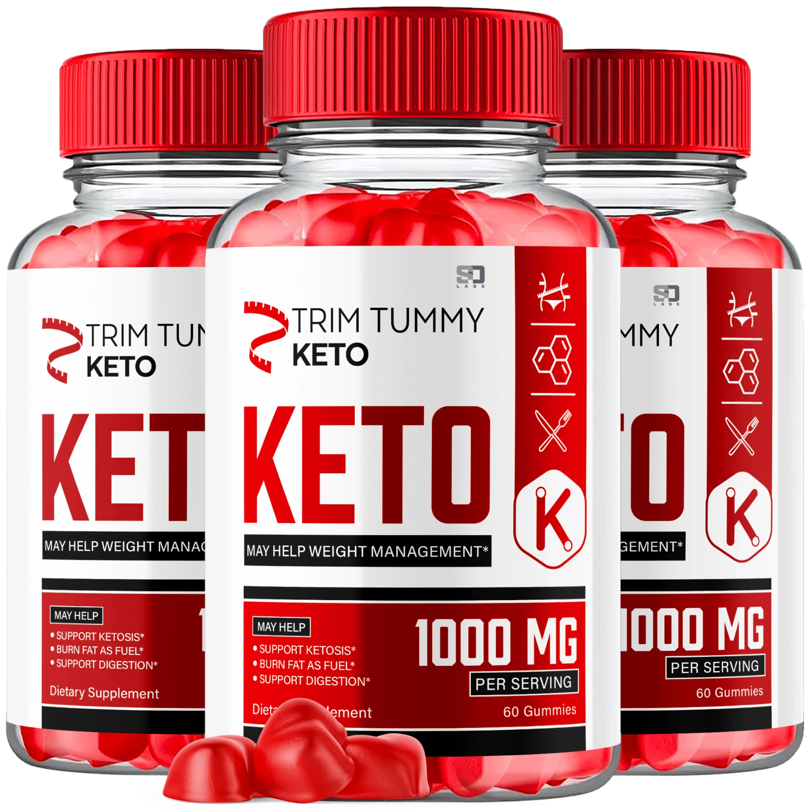 (3 Pack) Trim Tummy Keto, Trim Tummy Keto ACV Weight Loss Gummies (180 Gummies)