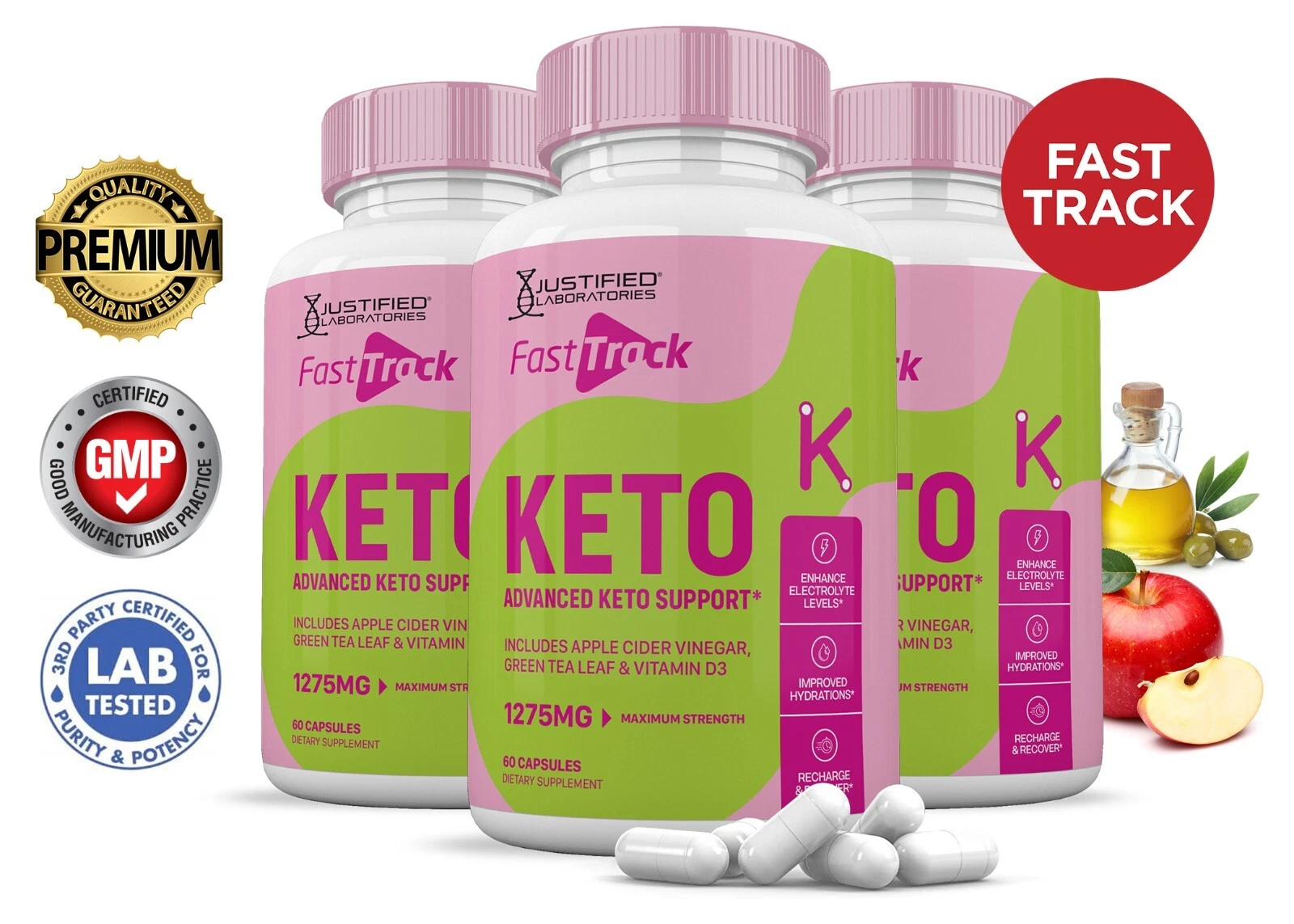 Fast Track Keto ACV Pills 1275 MG Stronger Than Gummies Keto Support 3 Bottle