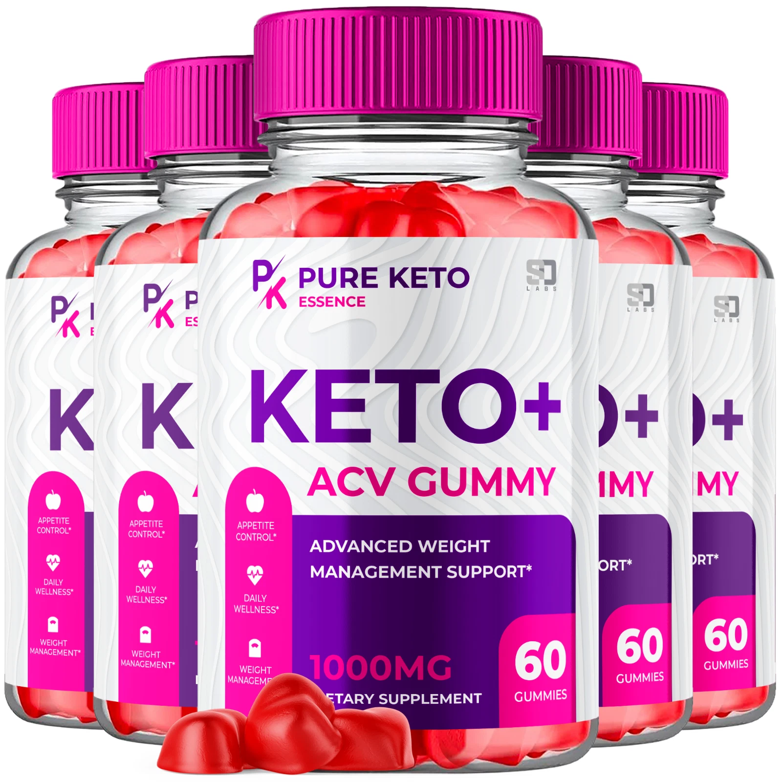 Pure Keto Essence Keto+ACV Gummies Advanced Weight Management Support (5 Pack)