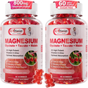 2Pack Magnesium Glycinate Gummies 500Mg,Magnesium Potassium Supplement with T...
