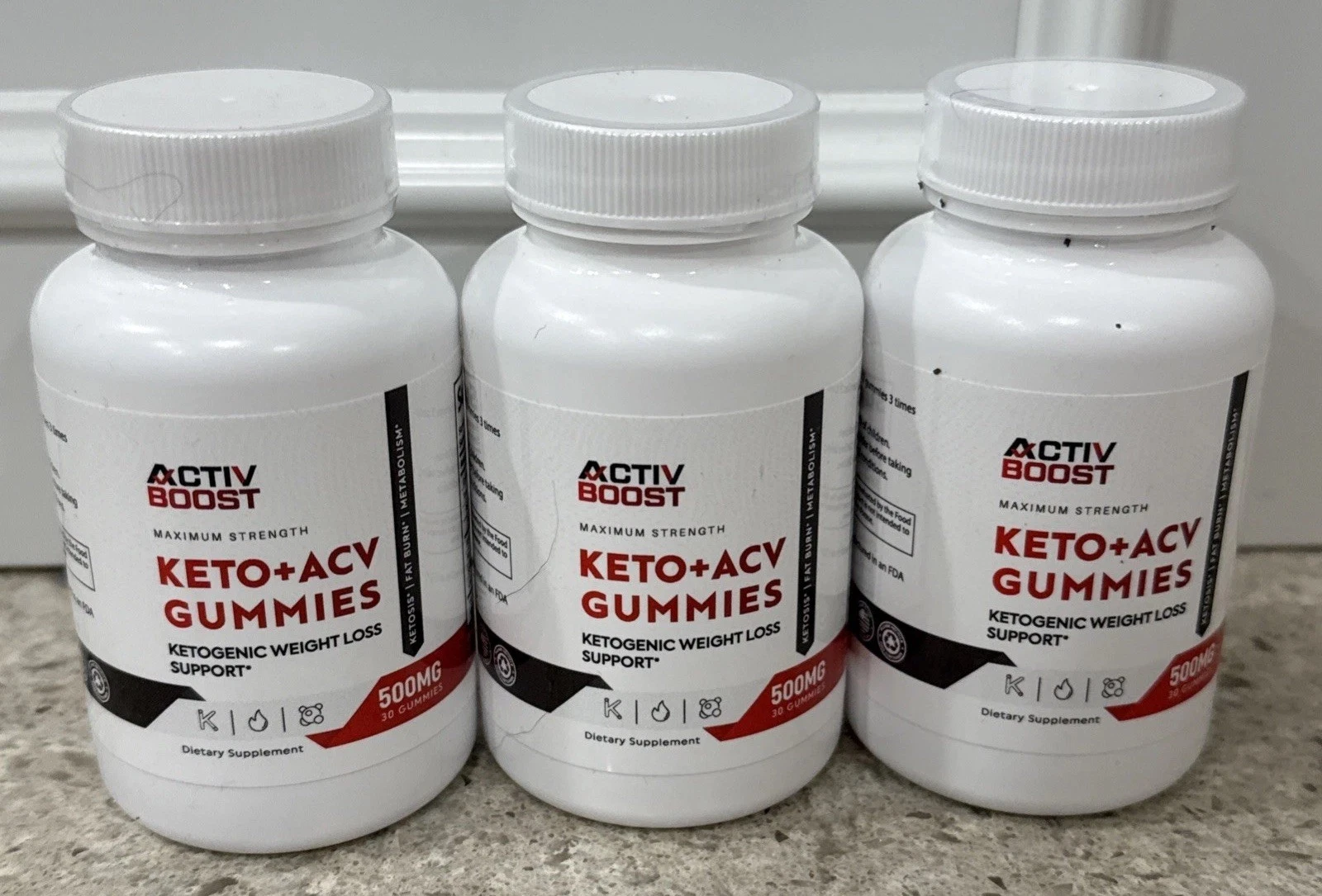 Activ Boost Keto + ACV Ketogenic Weight Loss Support 500MG 30 Gummies (Lot of 3)