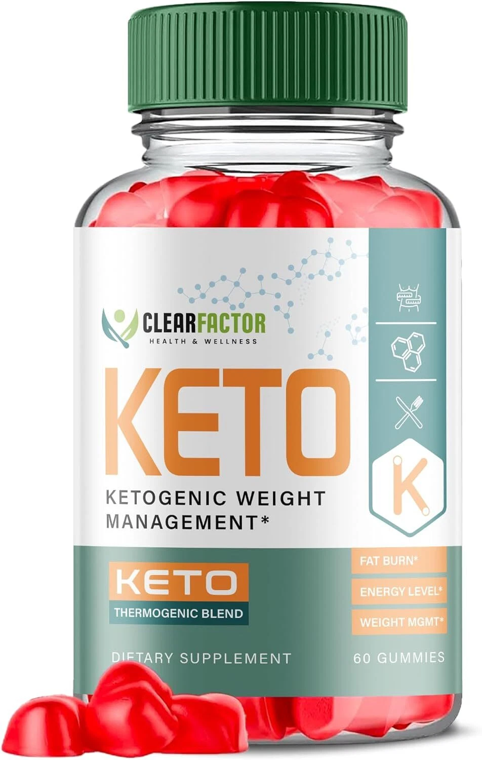 Clear Factor Keto Gummies for Weight Loss and Energy (60 Gummies)