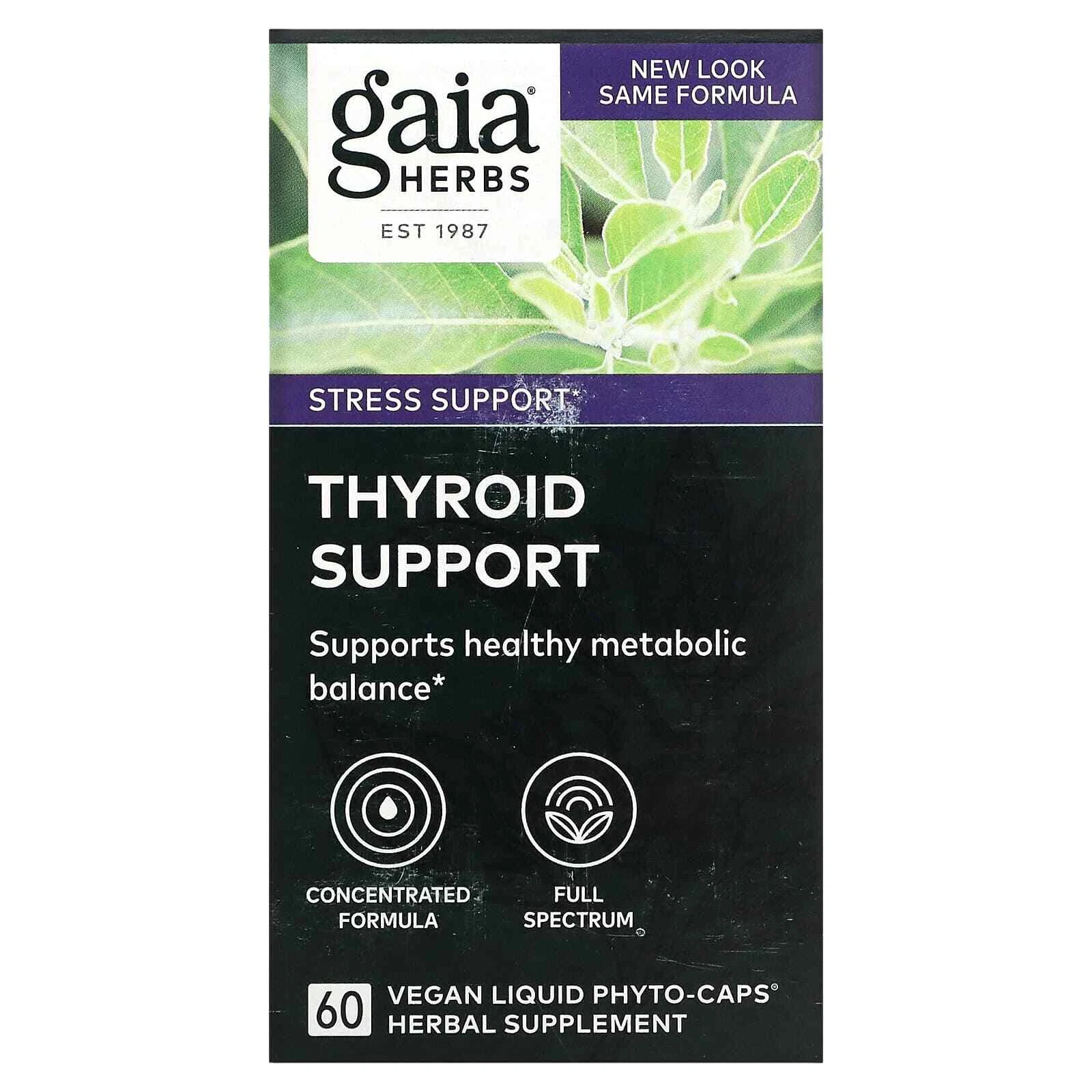 Gaia Herbs Thyroid Support Liquid Phyto-Capsules, 60 Count