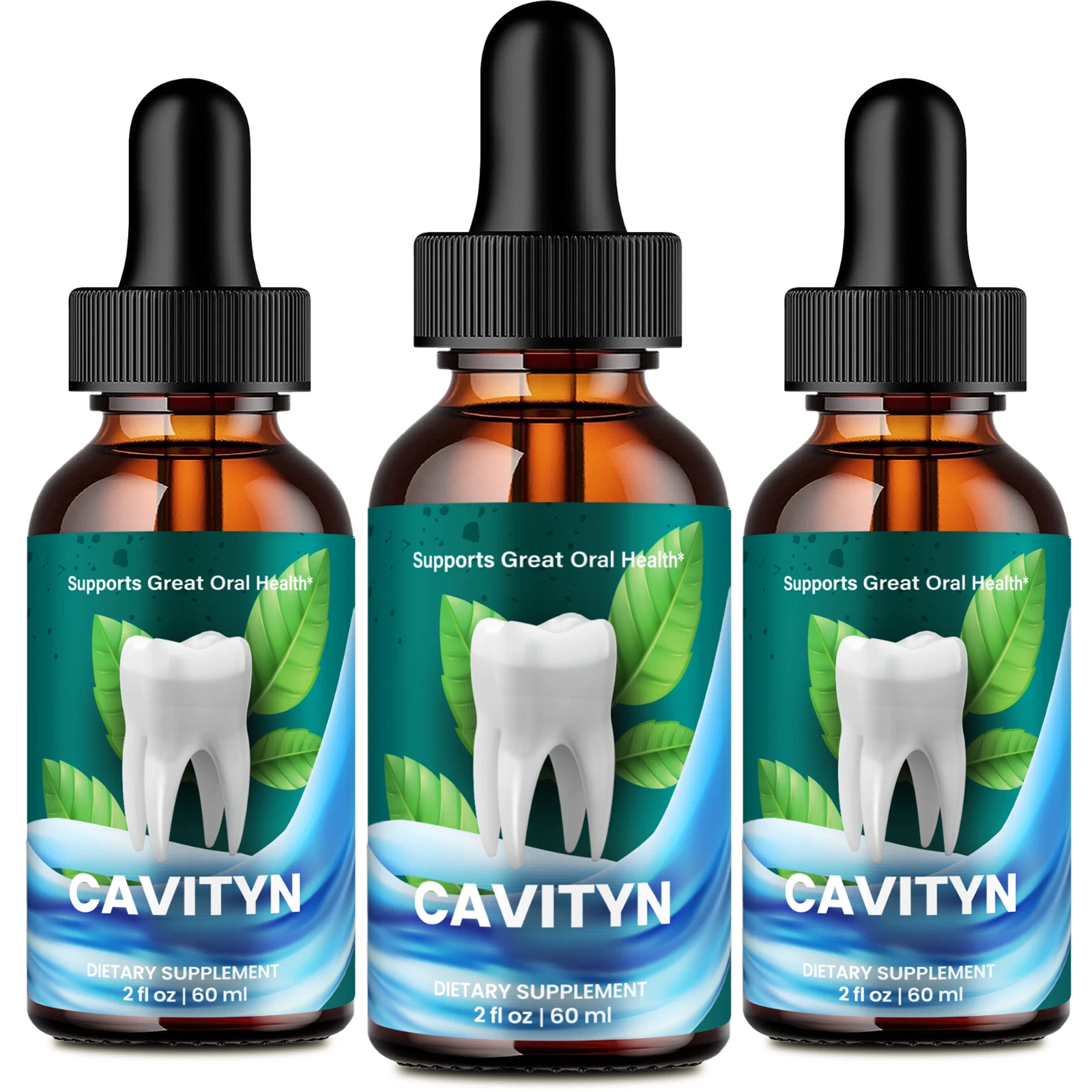 Cavityn Liquid Drops For Teeth and Gums Dental Health Supplement (3 Pack)