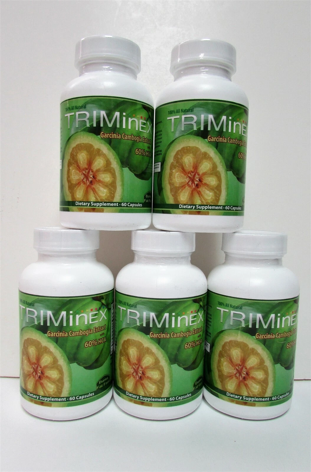 LOT OF 5 Triminex Garcinia Cambogia w 60% HCA 60 Capsules Weight Loss Supplement