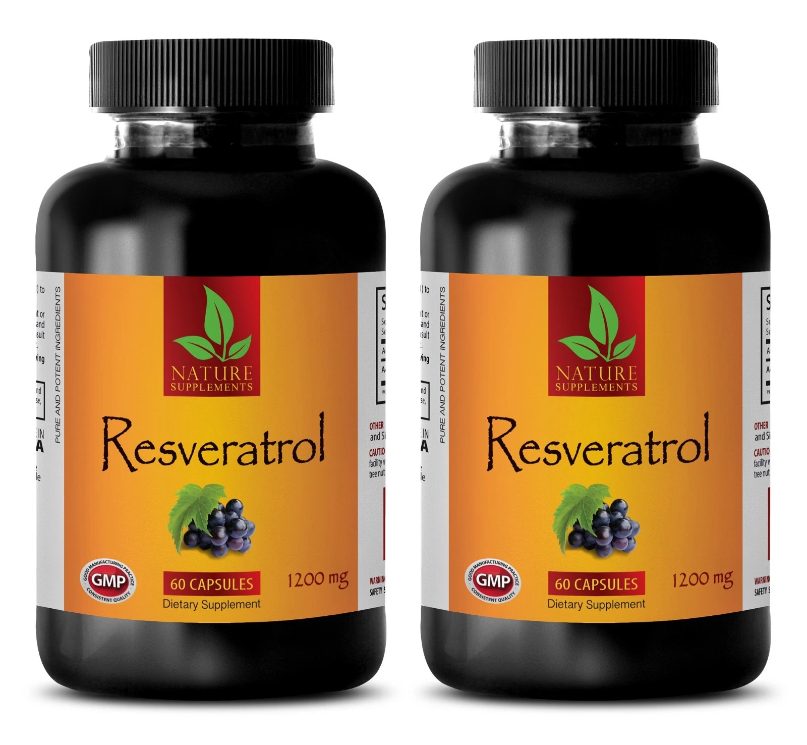 grape seed resveratrol-RESVERATROL 1200 Mg-anti-aging effects-2 Bottles 120 Caps