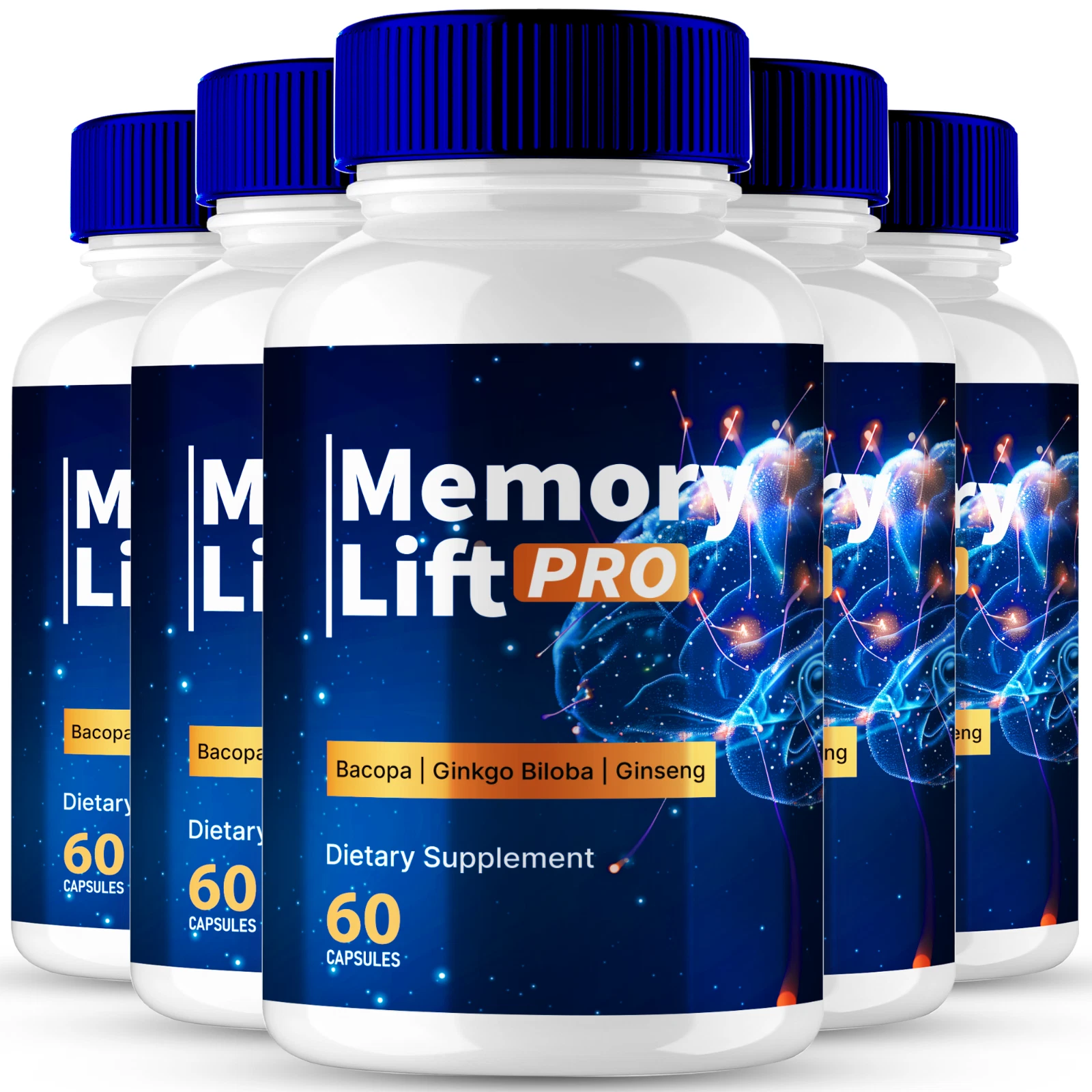 (5 Pack) Memory Lift Pro Brain Supplement Capsules - All Natural MemoryLift Pro