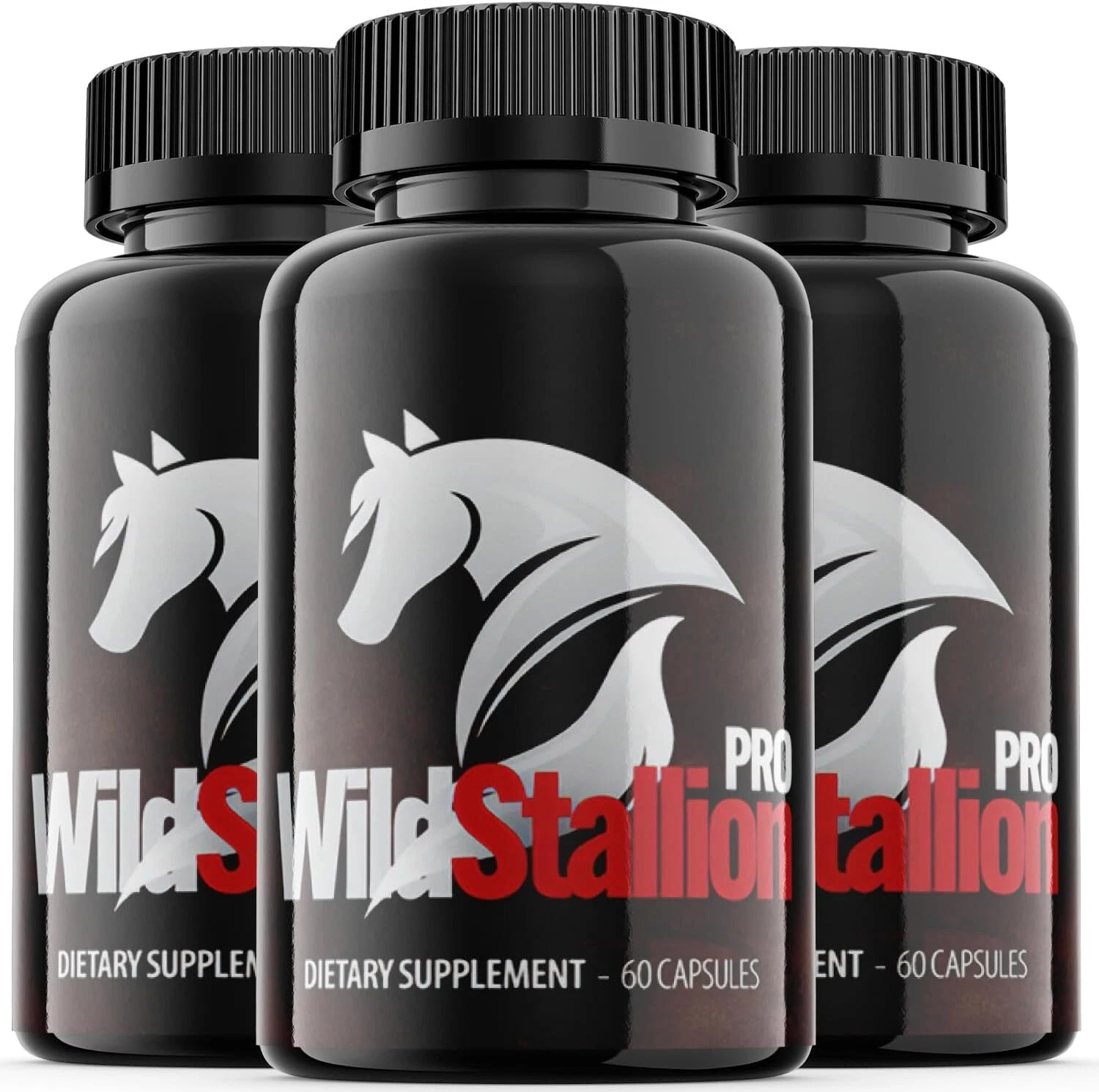 (3 Pack) Wild Stallion Pro - Male Vitality Supplement Pills, Vegan -180 Capsules