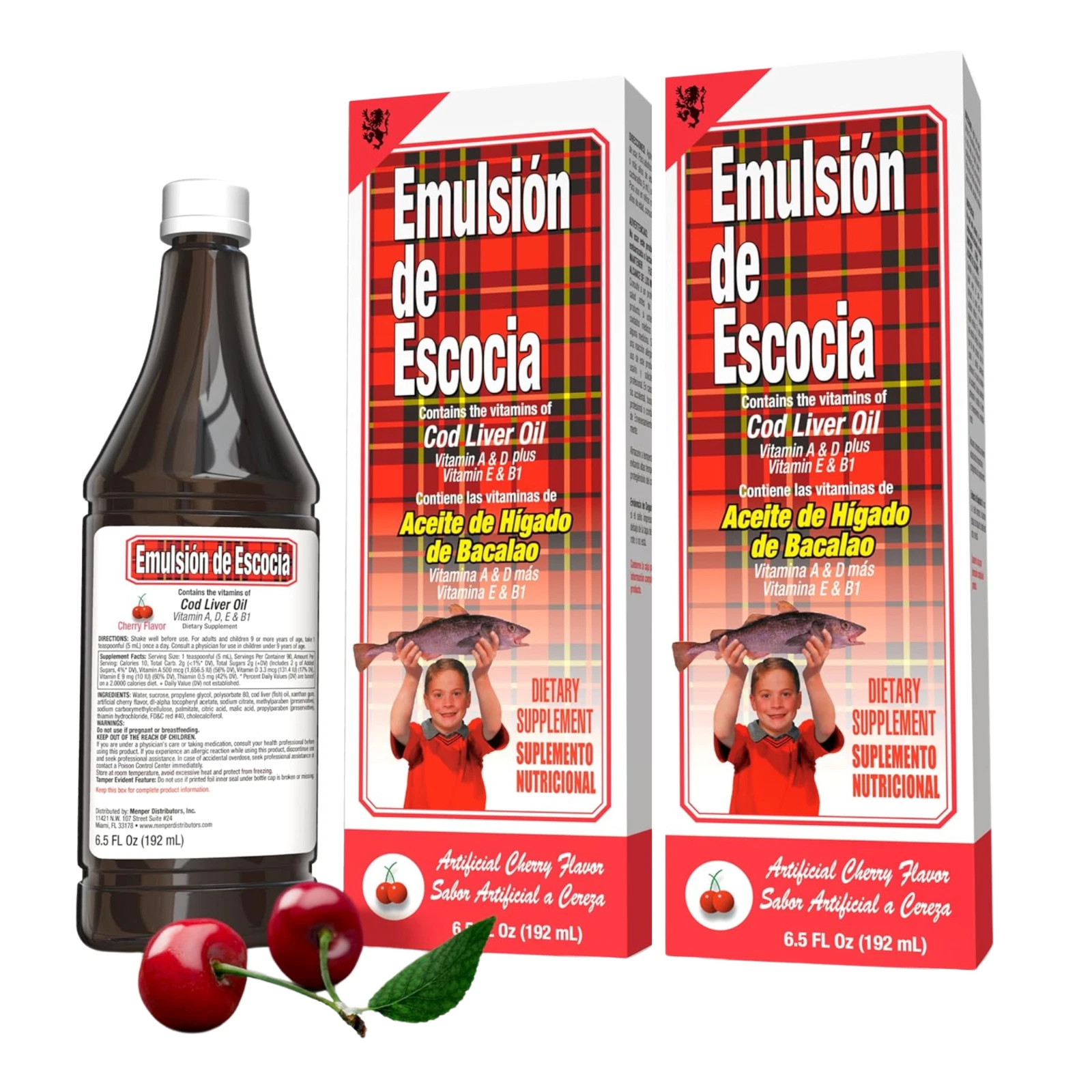 Aceite de hígado de bacalao emulsión de Escocia 6,5 fl oz, sabor cereza (paquete de 2)