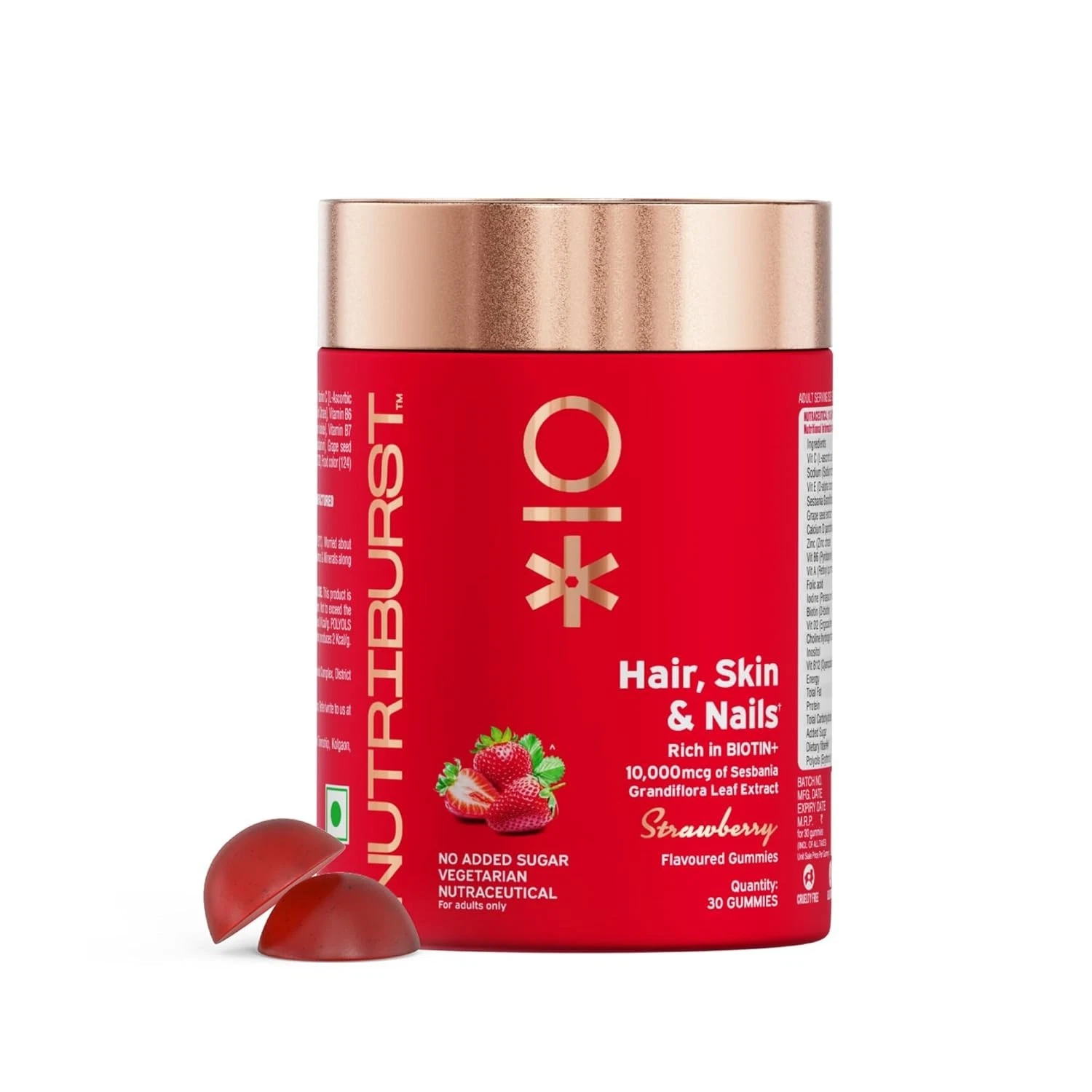 Biotin Gummies For Glowing-Radiant Skin & Hair-Strawberry Flavor with Vit A & E