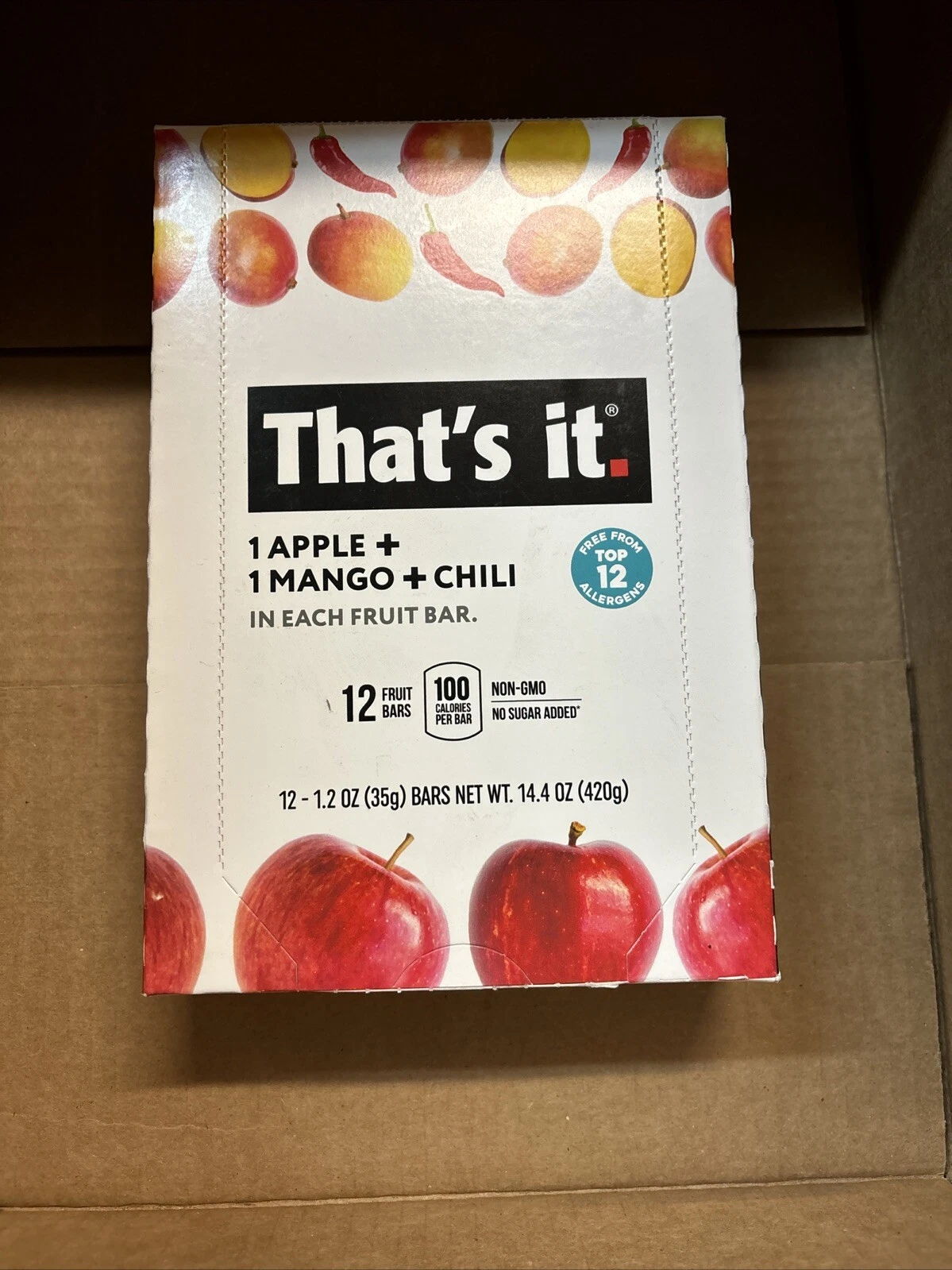 That's It Fruit Bar Apple & Mango & Chili 12 Pack, EXP 06/26