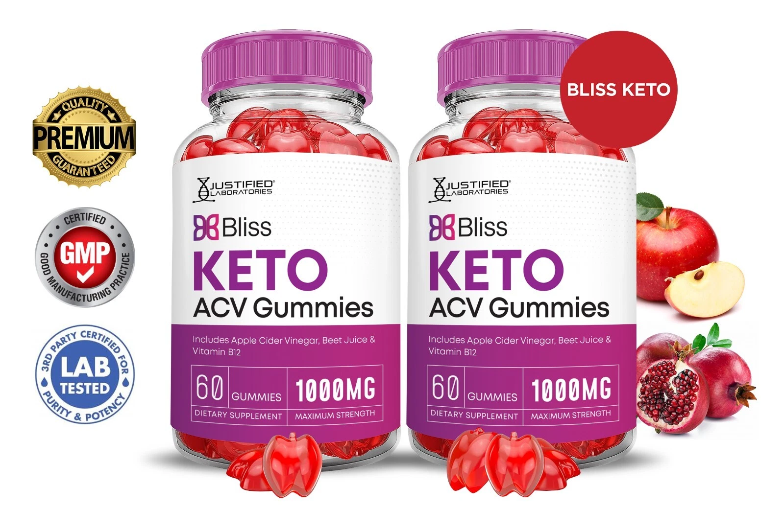 Bliss Keto ACV Gummies 1000MG Apple Cider Vinegar 120 Gummys