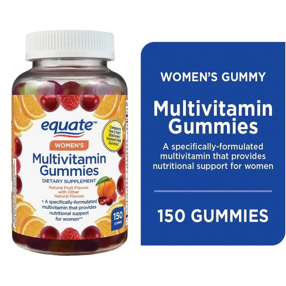 Equate Women's Multivitamin Nutritional Support Gummies, Natural Fruit,150 Count