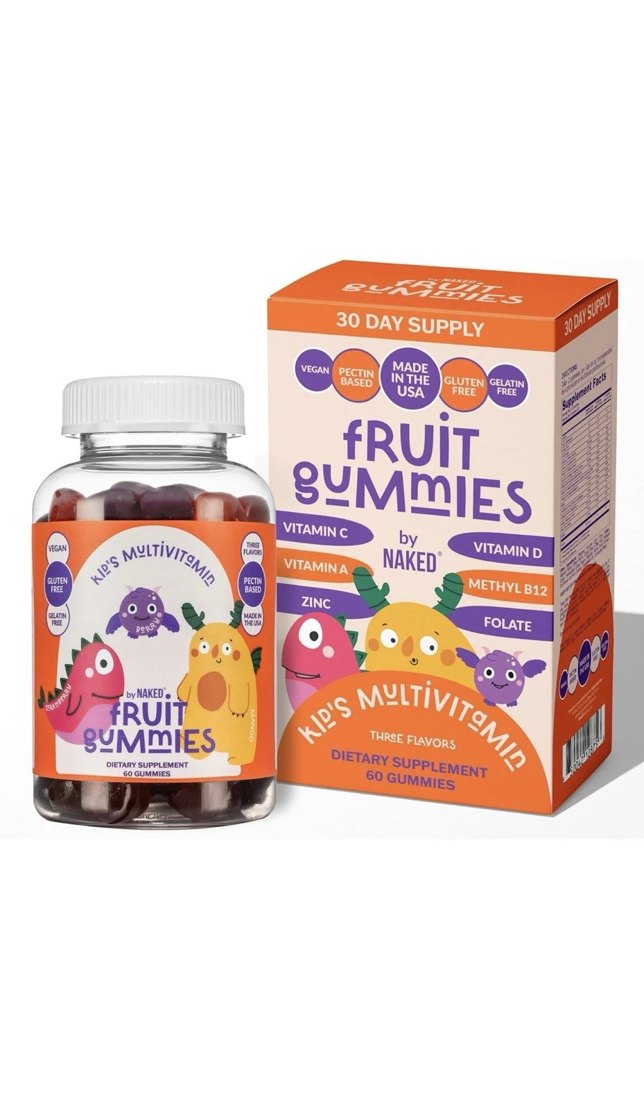 60 Count Naked Nutrition Kid’s Multivitamin Fruit Gummies
