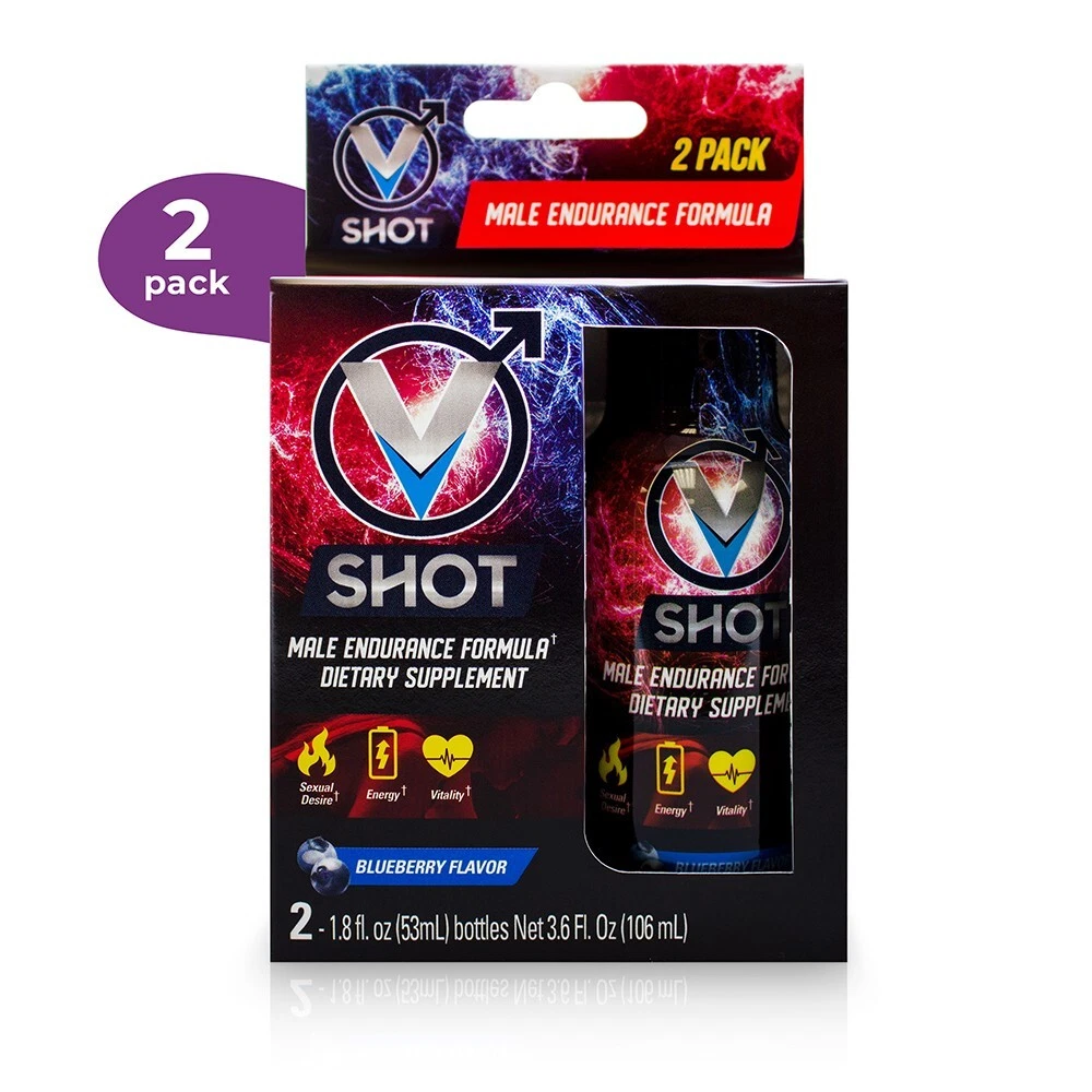 V Shot Male Endurance (2 Bottles per Box) Strength Booster Supplement 2 Pack