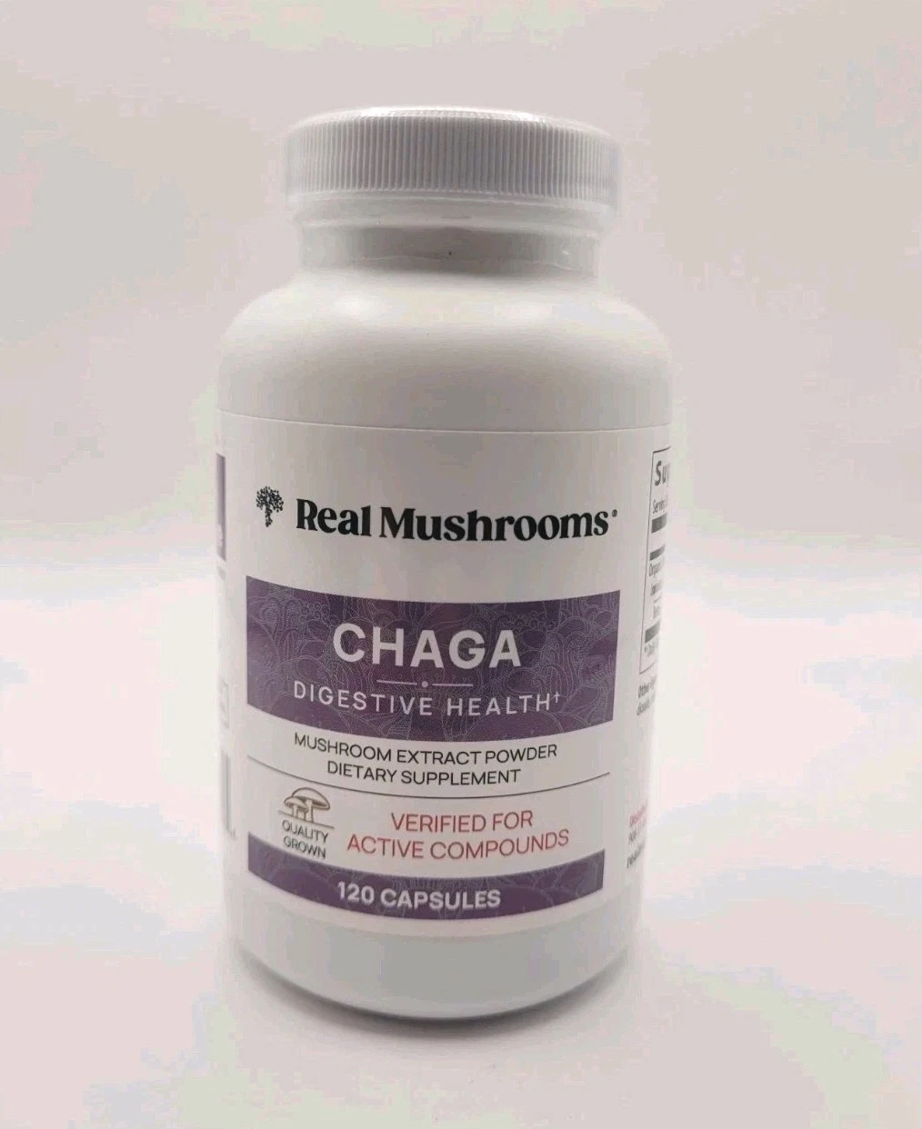 Real Mushrooms - Chaga, Mushroom Extract Powder, Digestive Health 120 Capsules