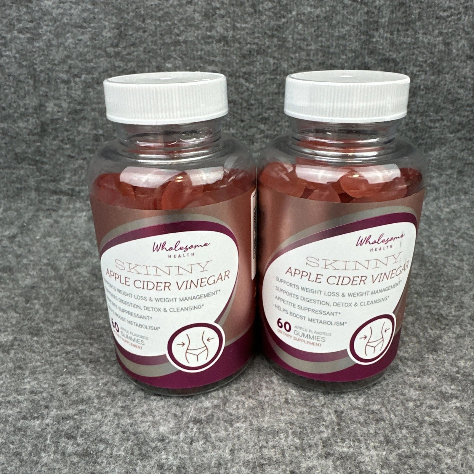 Wholesome Health Skinny Apple Cider Vinegar, (2) 60 Gummies Supports Weight Loss