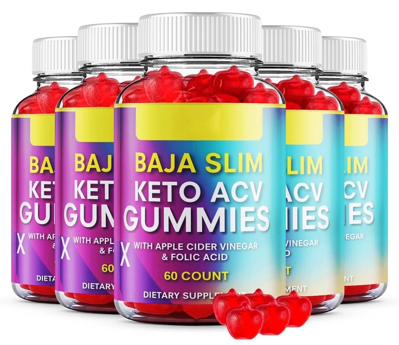 Baja Slim Keto ACV, Weight Loss Gummies, BajaSlim Maximum Strength (5 Pack)