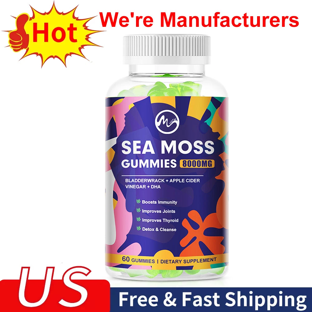 1x Sea Moss Gummies 8000mg-Irish sea Moss,Bladderwrack, Immune Support 60 Gummy
