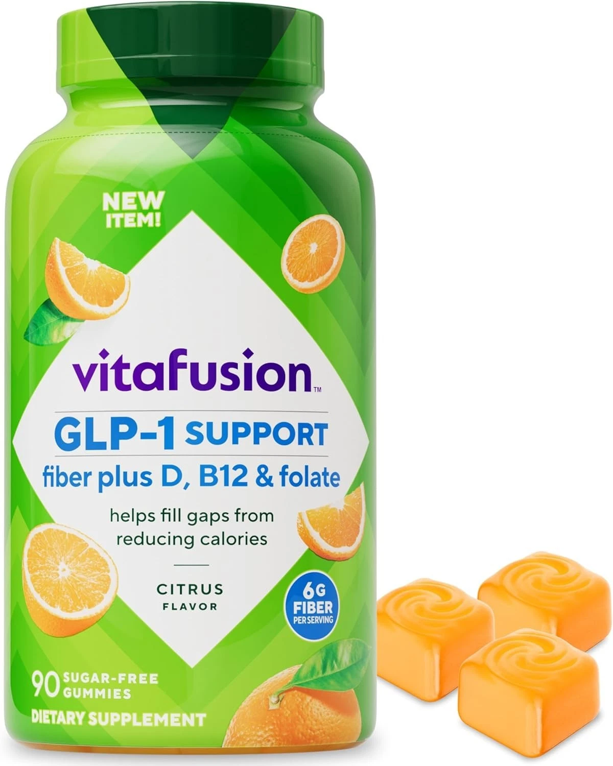 Vitafusion GLP-1 Support Fiber Plus Vitamins D, B12 and Folate Gummy Vitamins,