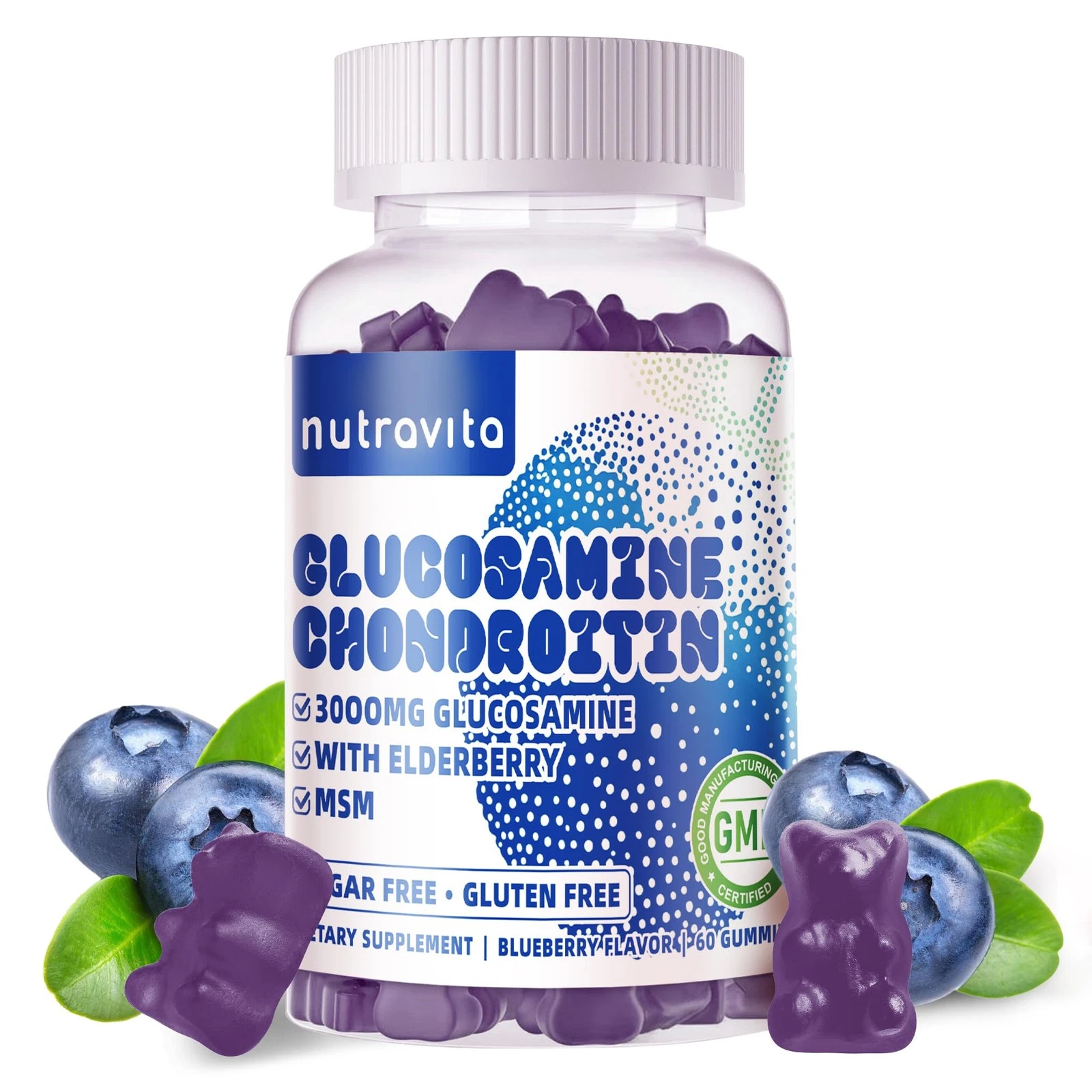 Nutravita Glucosamine Chondroitin Gummies with MSM & Elderberry Extra Strength -