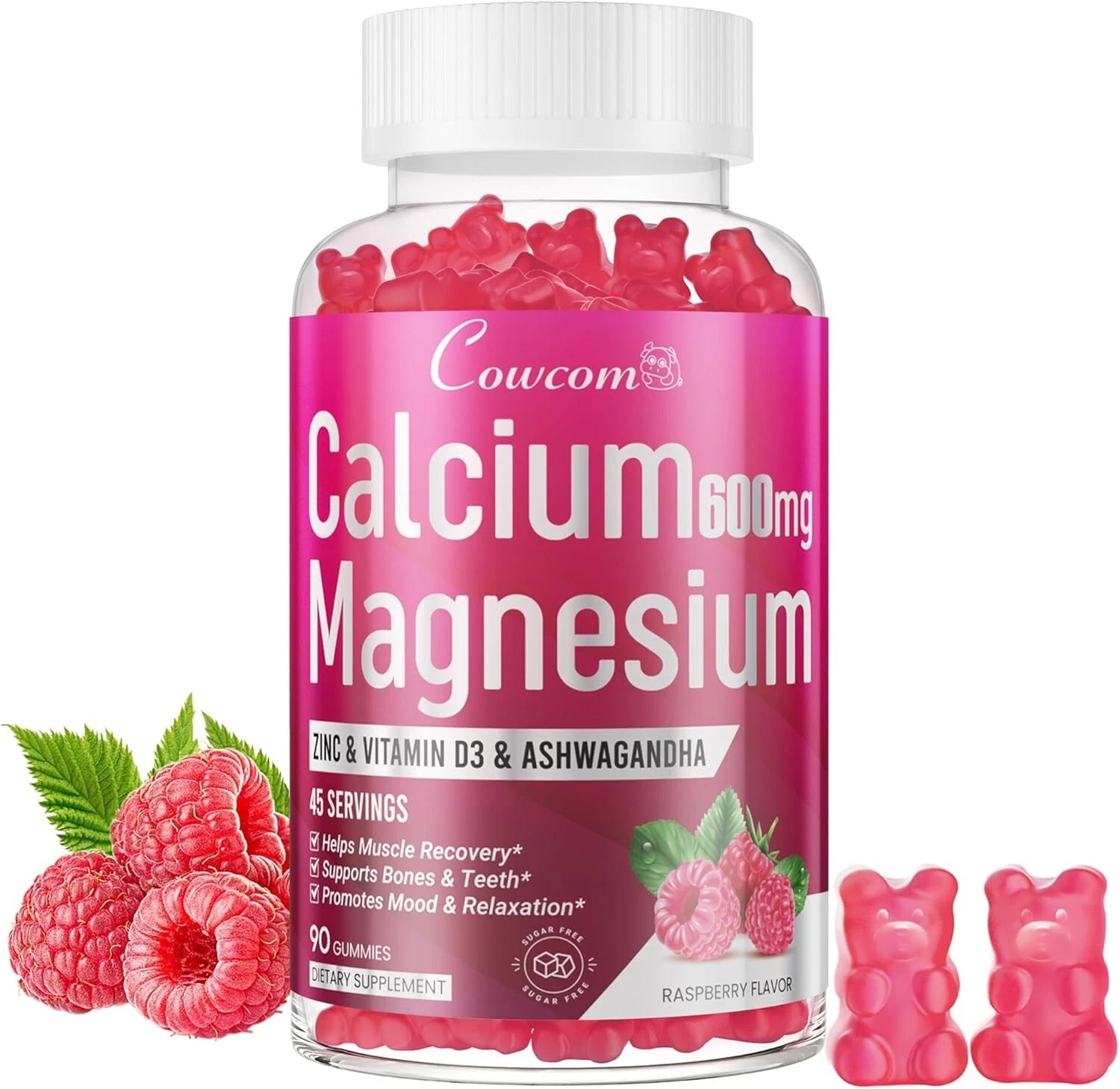 Calcium Magnesium Zinc Gummies for Kids Adults 300mg with Vitamin D3,B6,B12 for