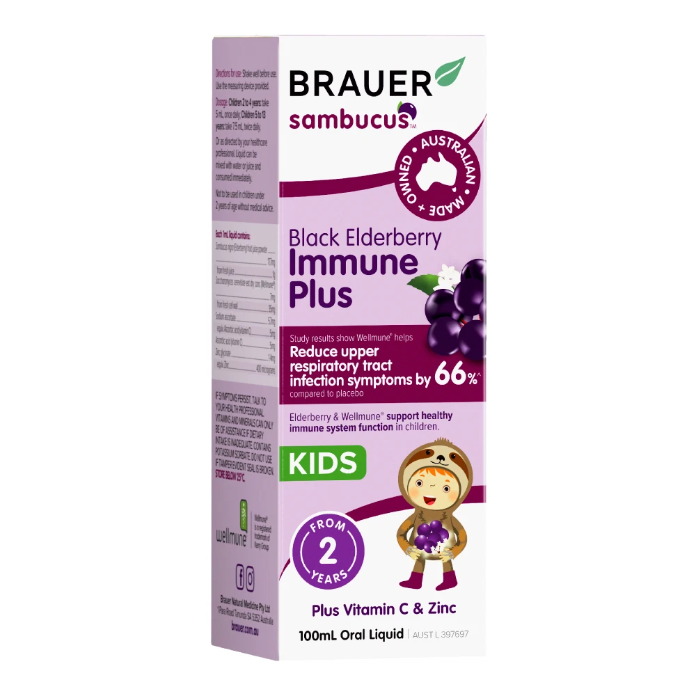 Brauer Sambucus Immune Plus Kids Oral Liquid 100mL Black Elderberry from 2 Years