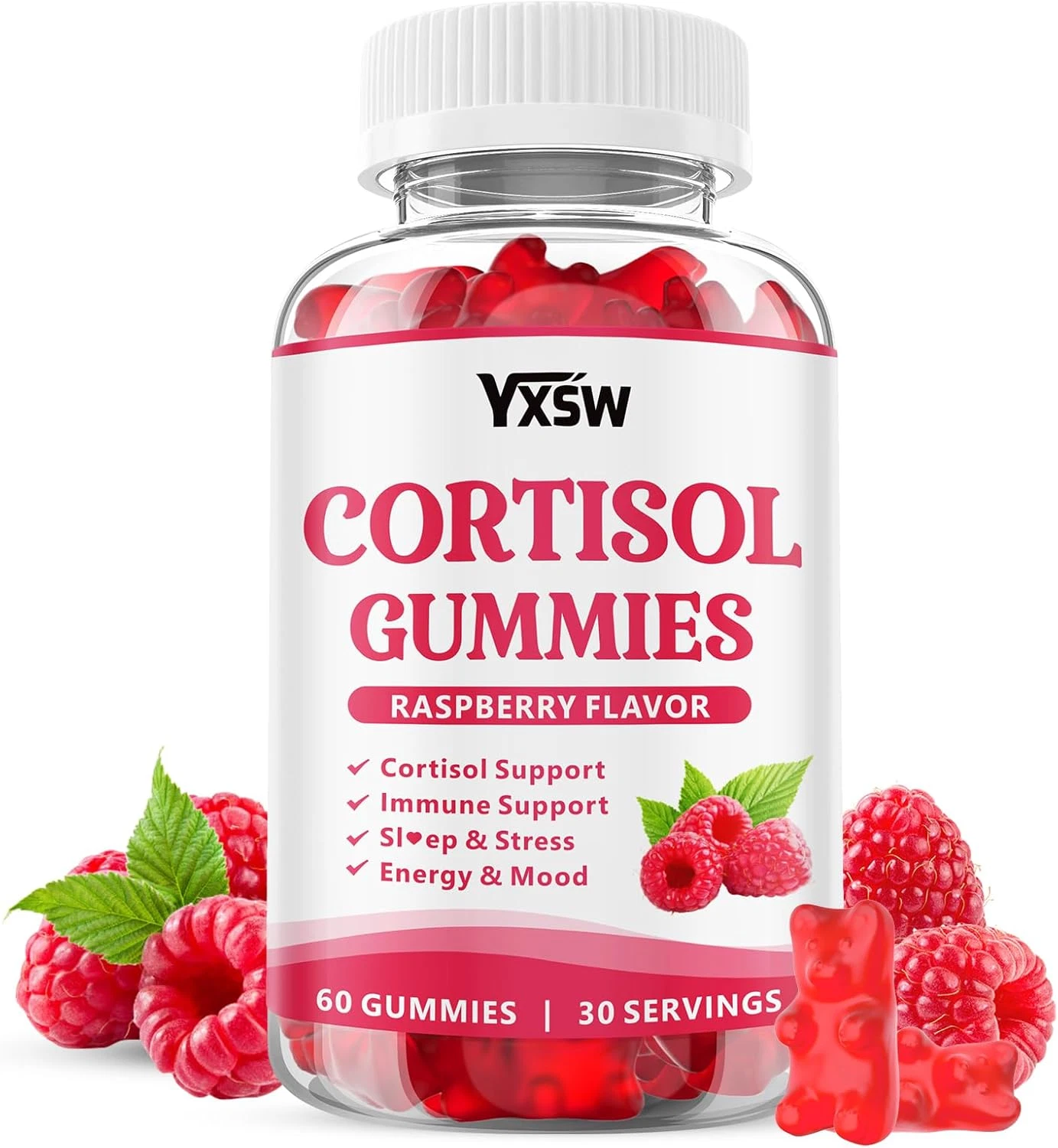 Cortisol Gummies for Women Sugar-Free Focus Boost Magnesium Ashwagandha Rhodiola