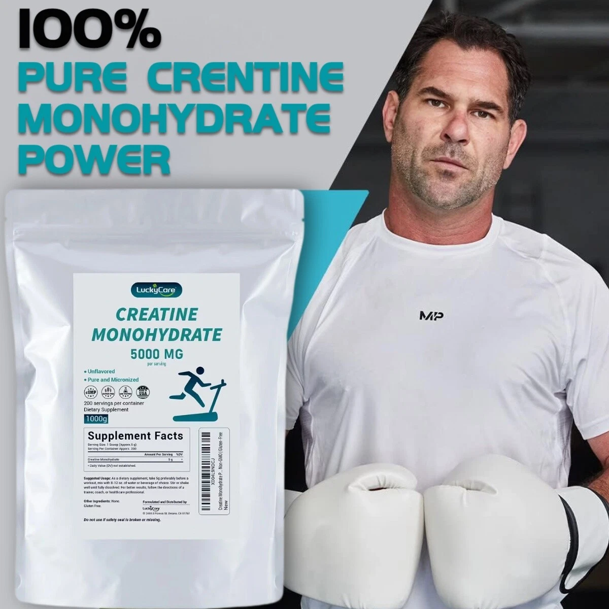 Pure Creatine Monohydrate Powder 1000G 5000mg Per Serving Micronized Creatine