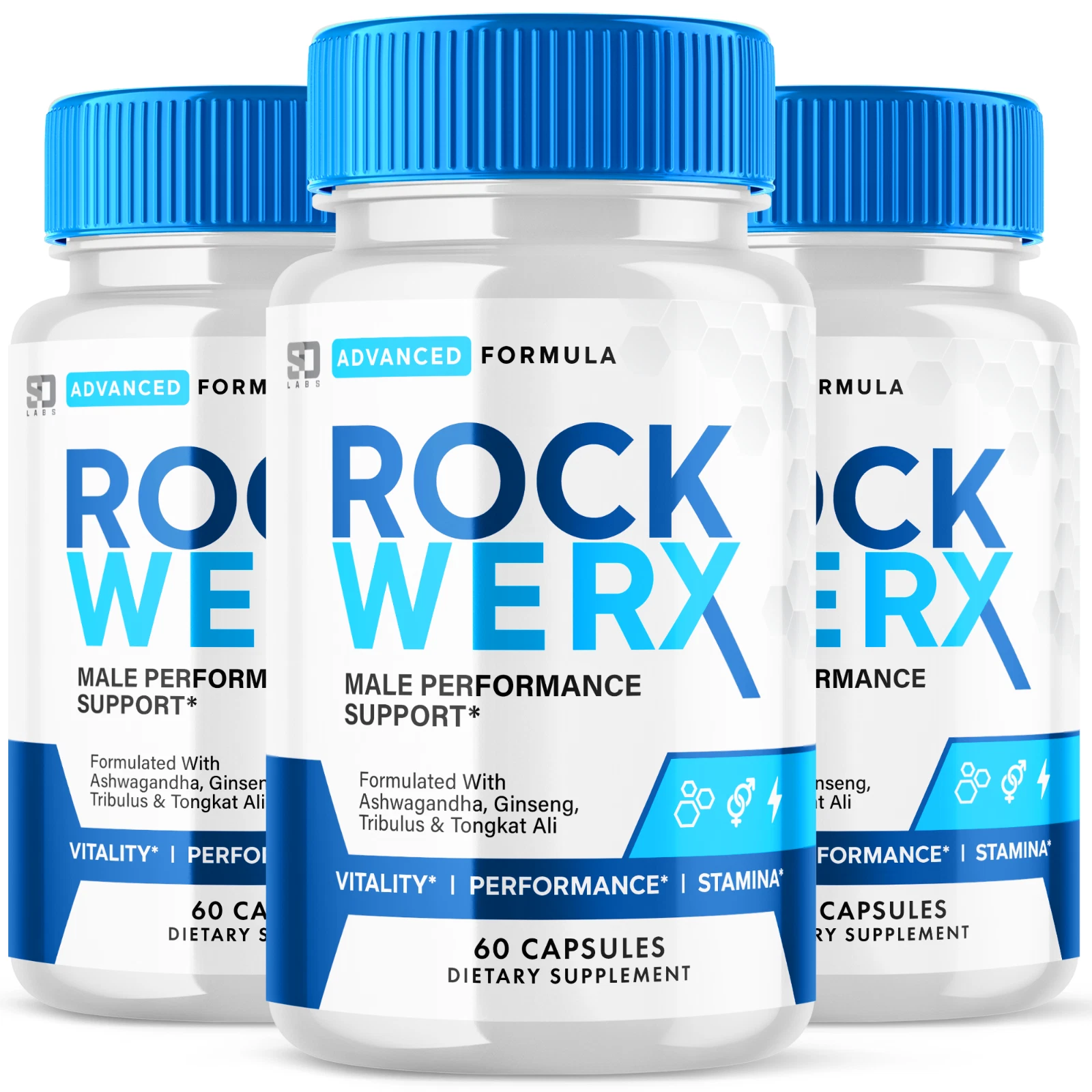 (3 Pack) Rock Werx Male Pills, Maximize Energy, Vitality & Stamina 180 Capsules