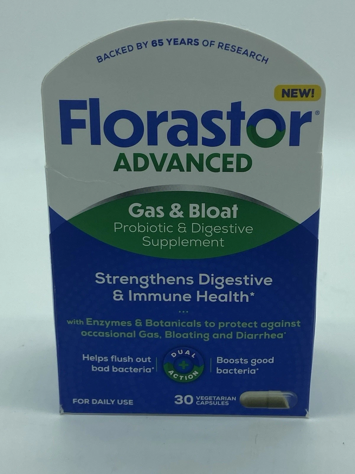 Florastor Advanced Relieves Gas & Bloat Probiotic Supplement 30 Caps EXP 06/2026